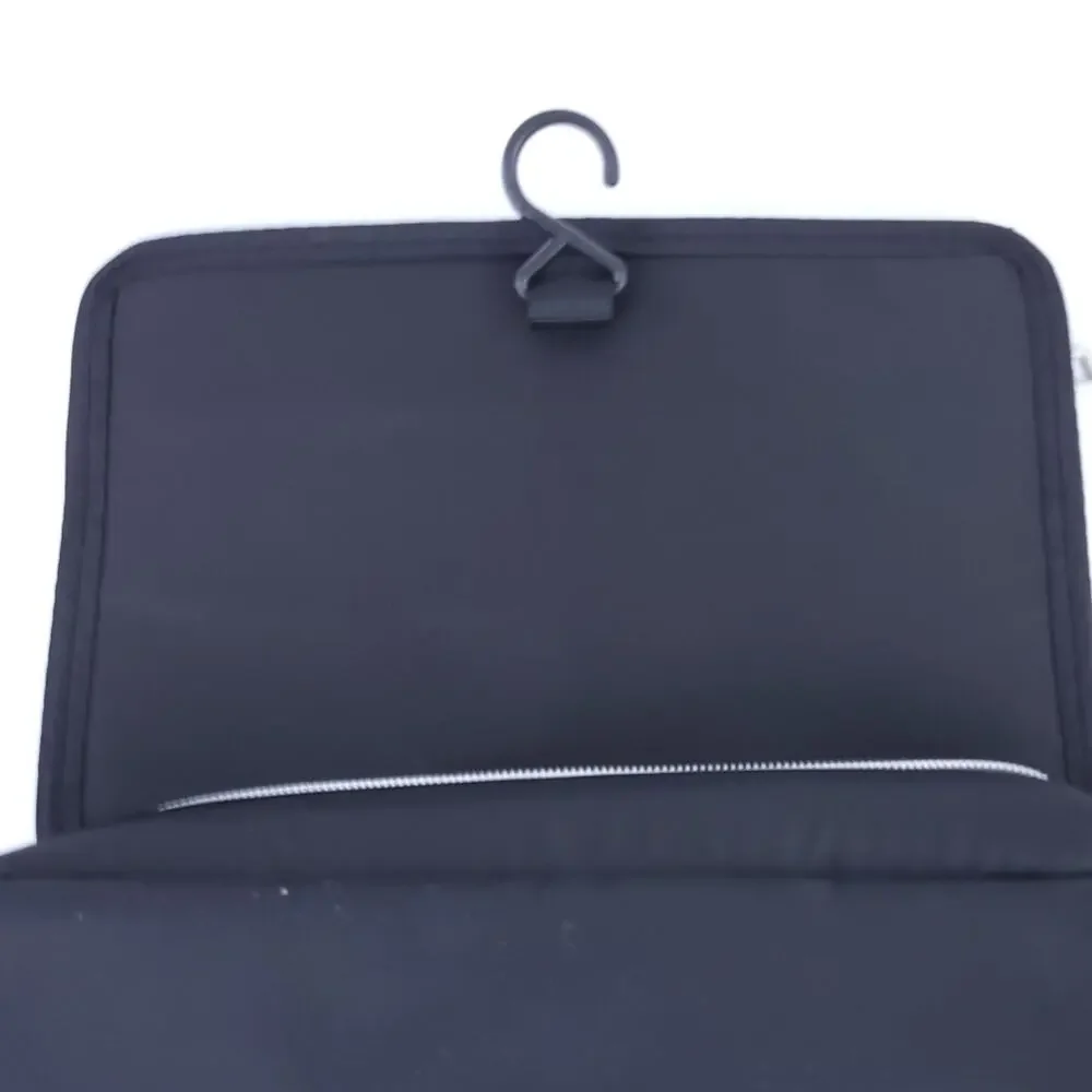 NEW Hanging Cosmetic Toiletry Organizer Black, Lightweight, Zip Pockets, Clear